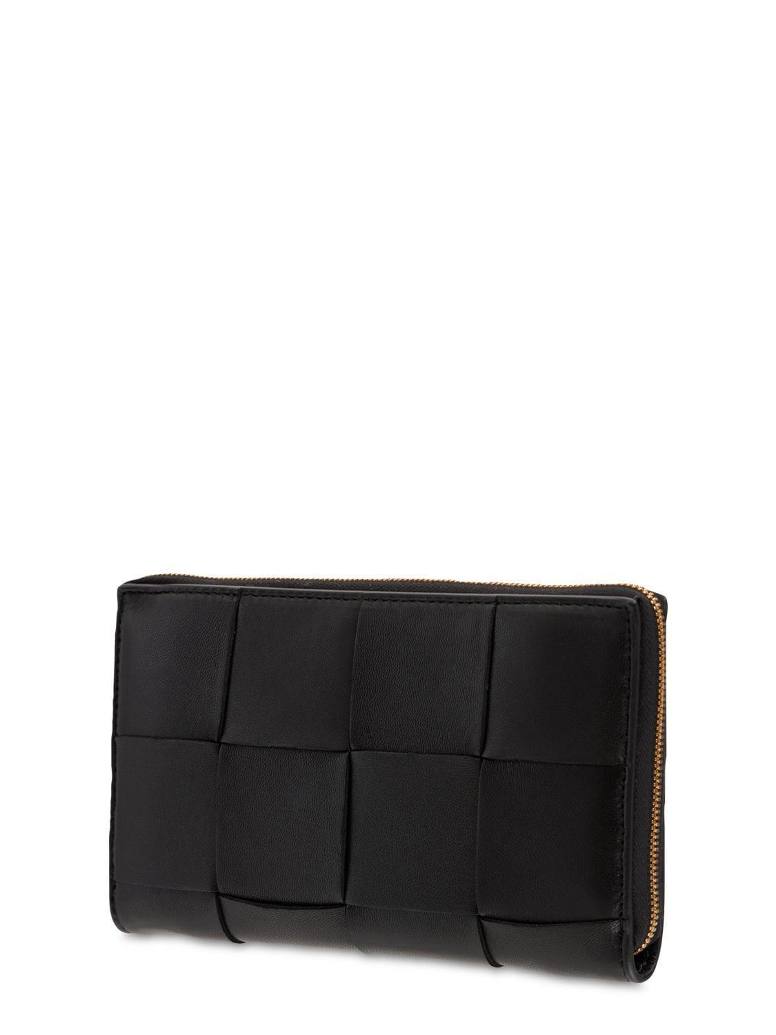 BOTTEGA VENETA Intreccio Leather Wallet In Black-gold Product Image