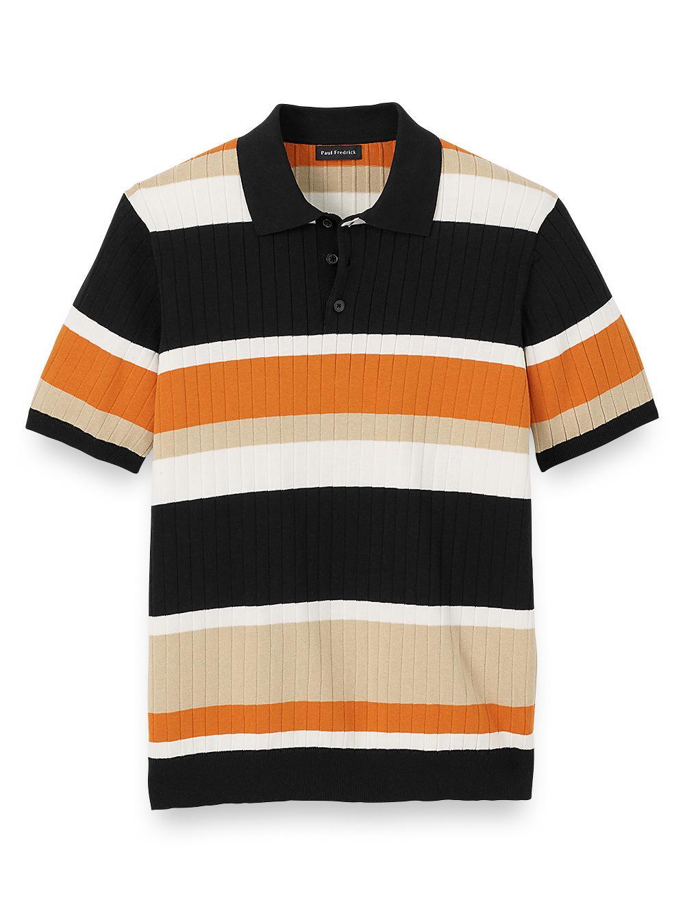 Cotton Three Button Polo - Black/copper Product Image