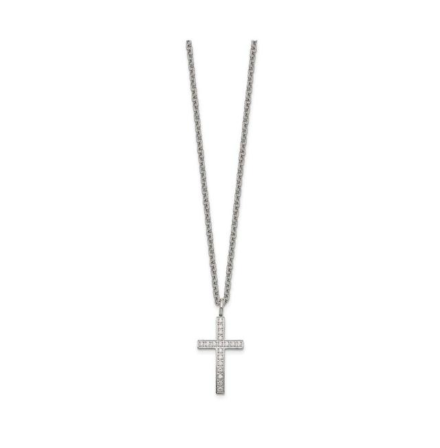 Chisel Yellow Ip-plated Cz Cross Pendant Cable Chain Necklace Product Image