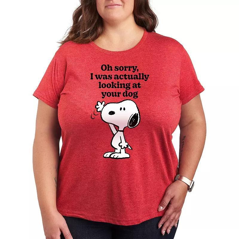 Plus Peanuts Snoopy Looking At Your Dog Graphic Tee, Womens Product Image