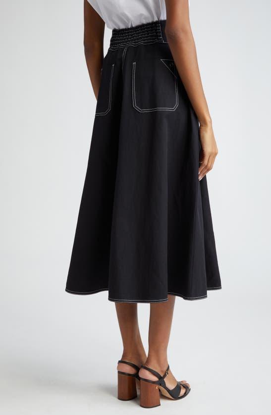 Flared Skirt In Cotton And Linen In Black Product Image