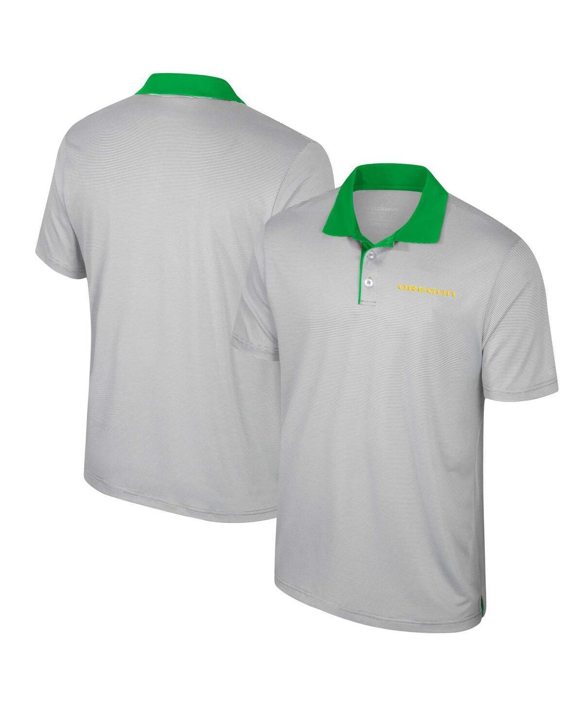 Colosseum Mens Gray Oregon Ducks Big Tall Tuck Striped Polo Product Image