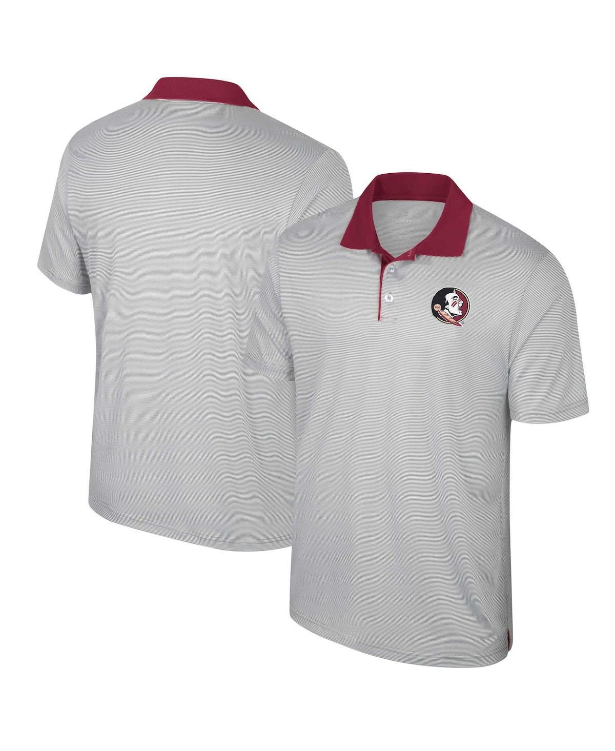 Mens Colosseum Gray Alabama Crimson Tide Big & Tall Tuck Striped Polo Product Image