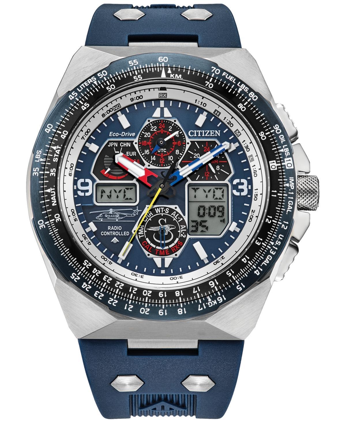 Citizen Eco-Drive Mens Chronograph Promaster Air Special Edition Sikorsky Skyhawk Blue Rabber Strap Watch 46mm Product Image