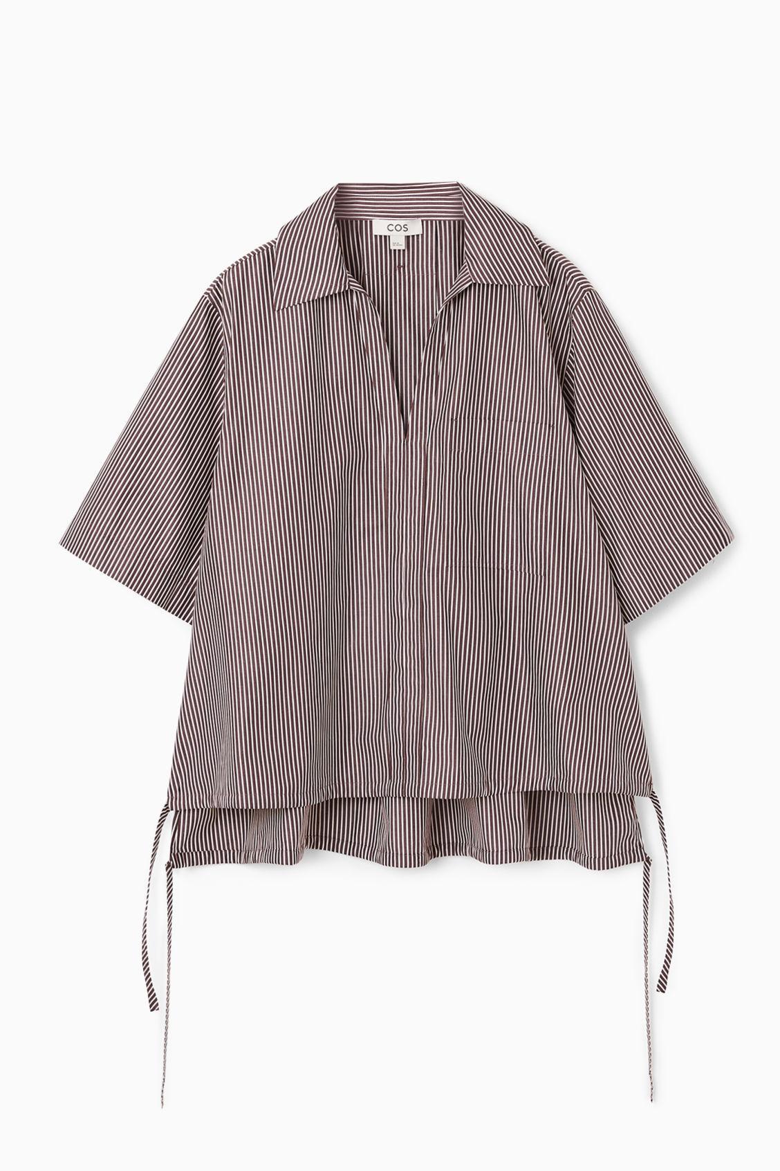 OPEN-COLLAR DRAWSTRING BLOUSE Product Image