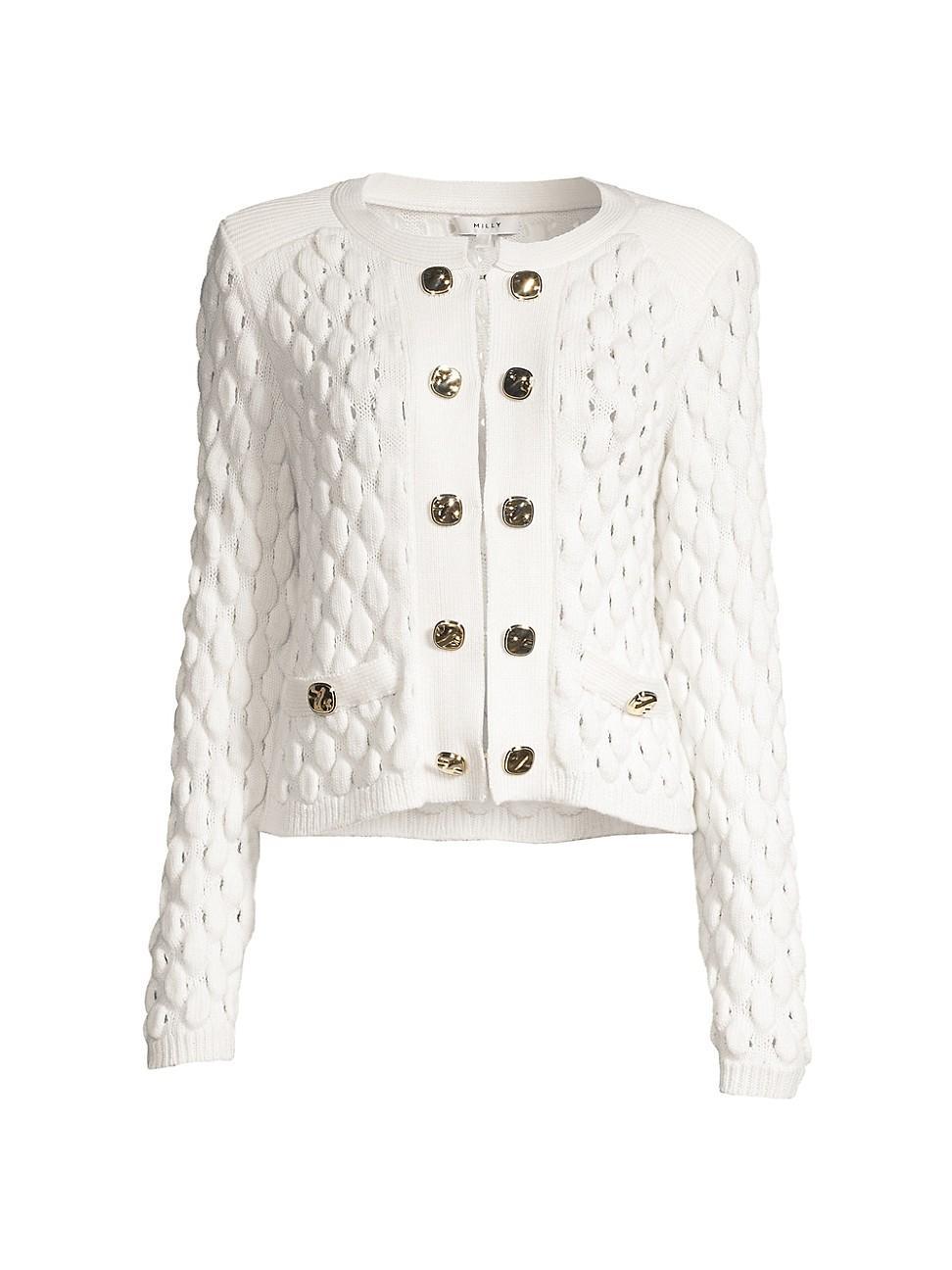 Womens Popcorn-Knit Textured Cardigan Product Image