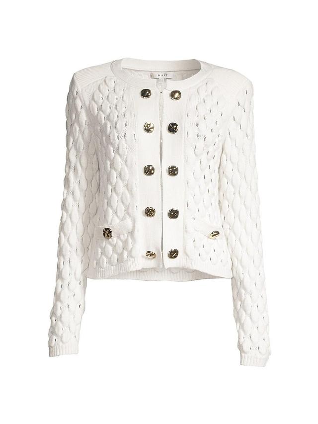 Womens Popcorn-Knit Textured Cardigan Product Image