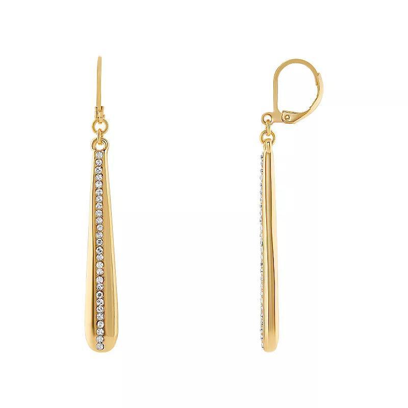 Emberly Gold Tone Crystal Polished Elongated Teardrop Drop Earrings, Womens, Yellow Gold Tone Product Image