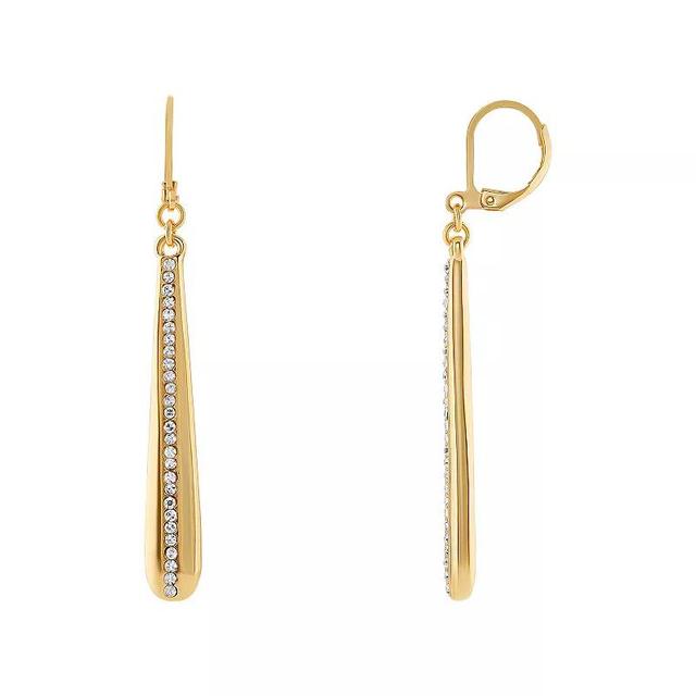 Emberly Gold Tone Crystal Polished Elongated Teardrop Drop Earrings, Womens, Yellow Gold Tone Product Image