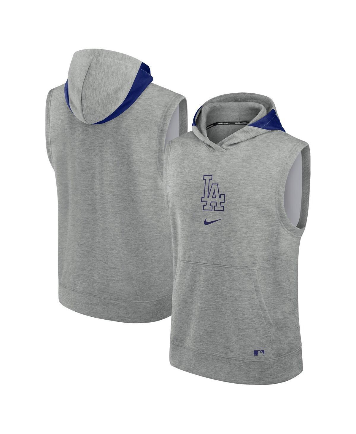 NIKE Men's Heather Gray Los Angeles Dodgers Authentic Collection Early Work Performance Sleeveless Pullov In Heather Gray,royal Product Image