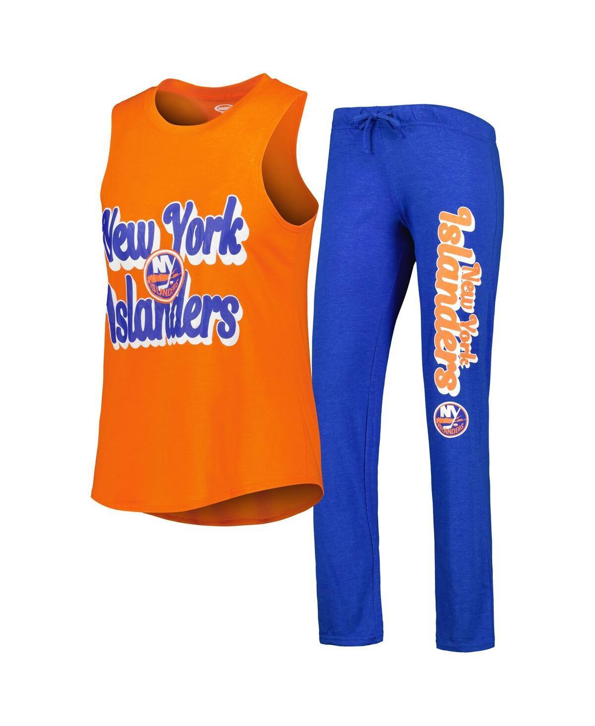 Womens Concepts Sport Heather Orange New York Islanders Meter Muscle Tank Top and Pants Sleep Set - Heather Orange Product Image