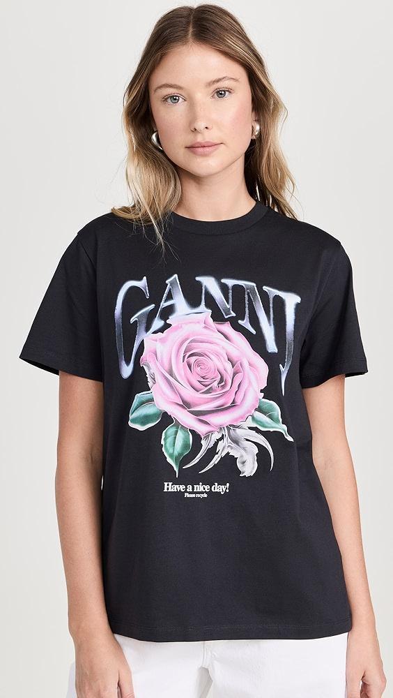 GANNI Basic Jersey Rose Relaxed T-Shirt | Shopbop Product Image