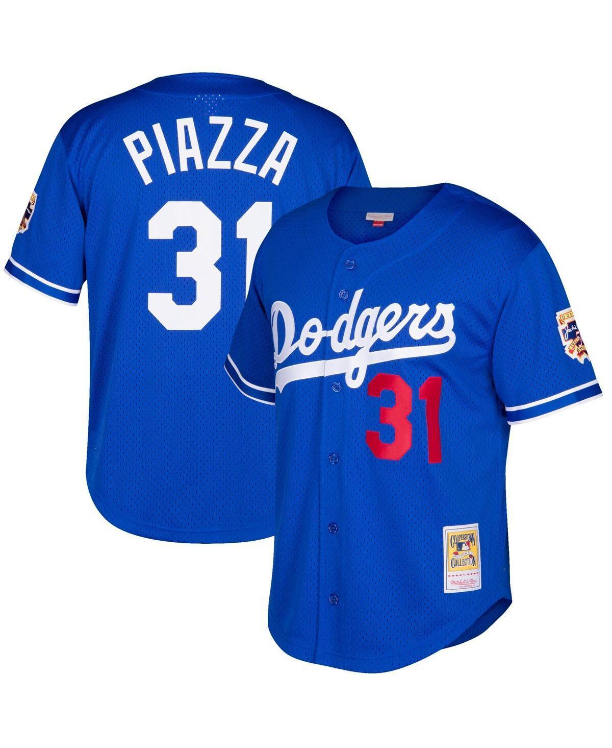 Mens Mitchell & Ness Mike Piazza Royal Los Angeles Dodgers Cooperstown Collection Mesh Batting Practice Button-Up Jersey - Royal Product Image