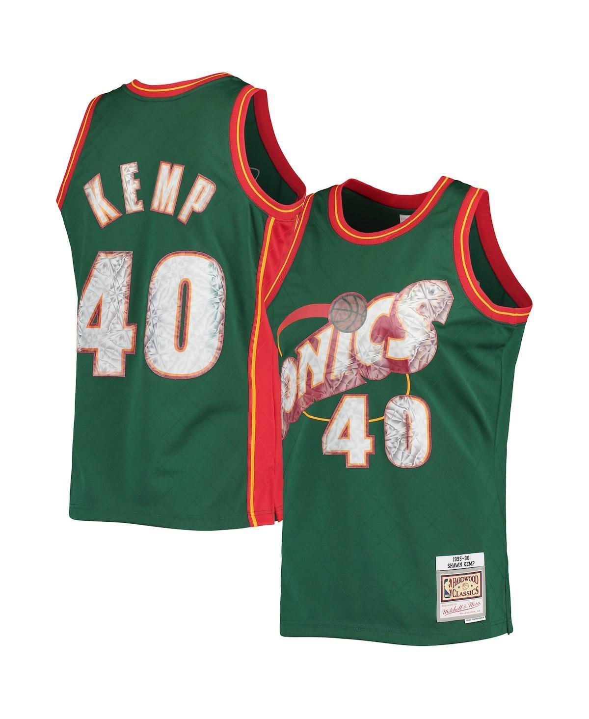 Mens Mitchell & Ness Shawn Kemp Green Seattle SuperSonics 1995-96 Hardwood Classics 75th Anniversary Diamond Swingman Jersey - Green Product Image