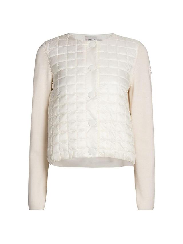 Womens Quilted Knit Cardigan with Snap Closure Product Image