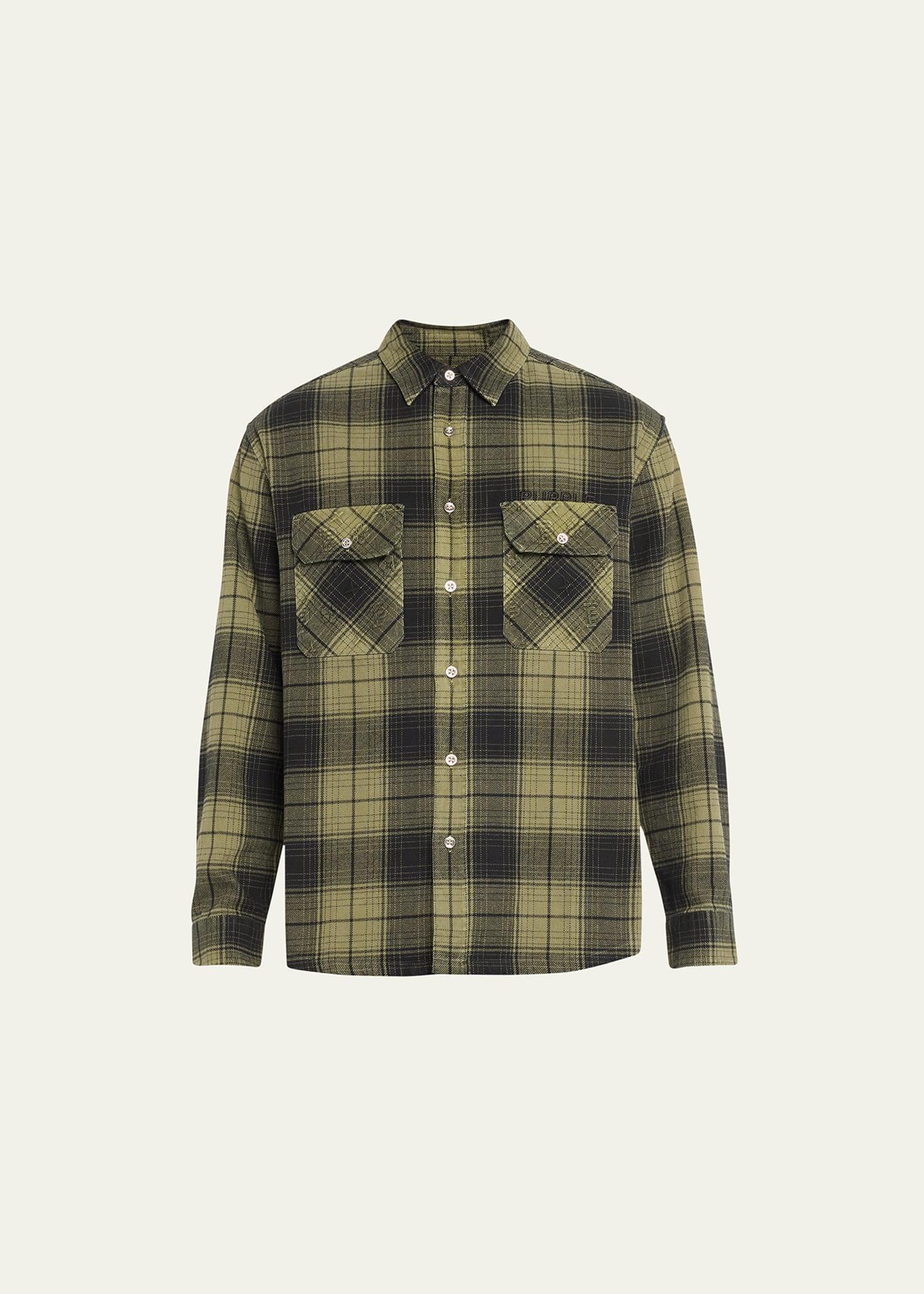 Mens Plaid Cotton Flannel Shirt Product Image