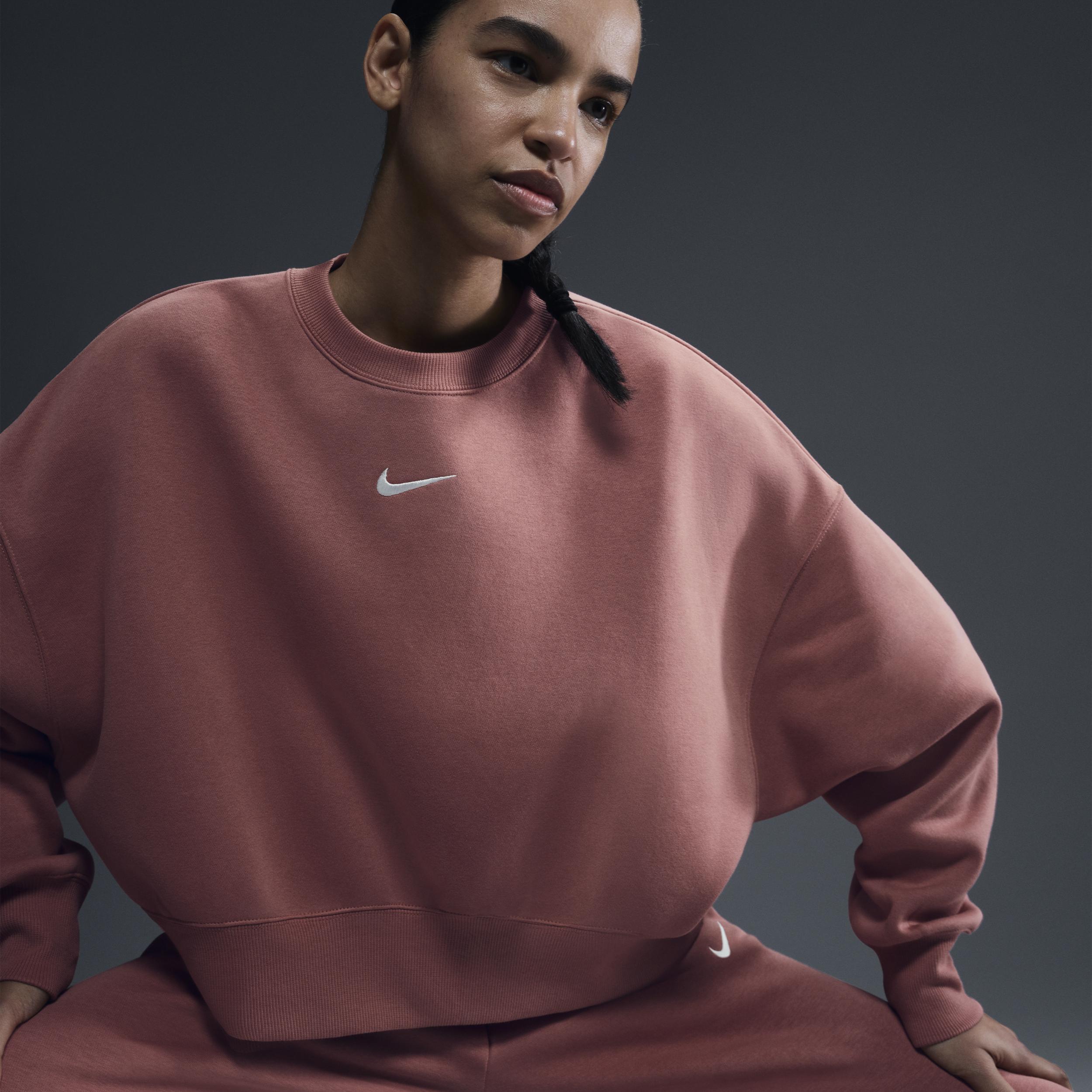 Nike Womens Nike NSW Phoenix OOS Fleece LBR Crew - Womens Pink/Sail Product Image