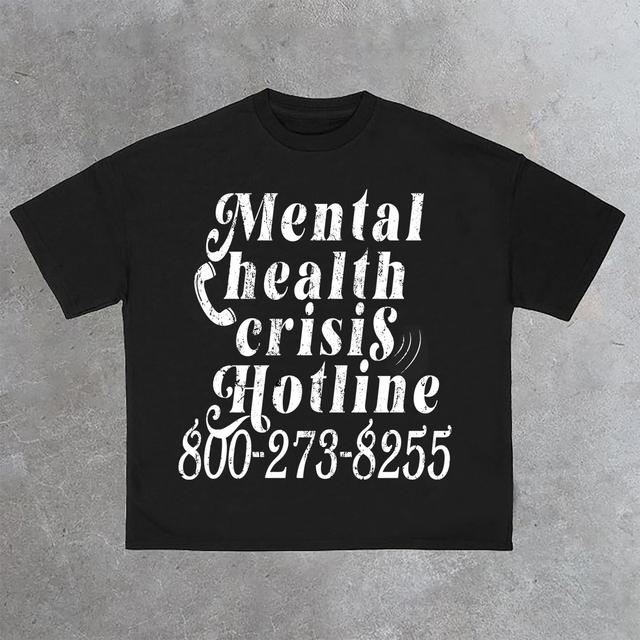 Mental Health Crisis Hotline Print Cotton T-Shirt Product Image