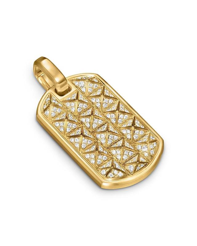 David Yurman Mens Pyramid Tag in 18K Yellow Gold with Diamonds, 35mm Product Image