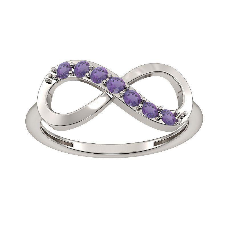 Sterling Silver Amethyst Infinity Right Hand Ring, Womens Product Image