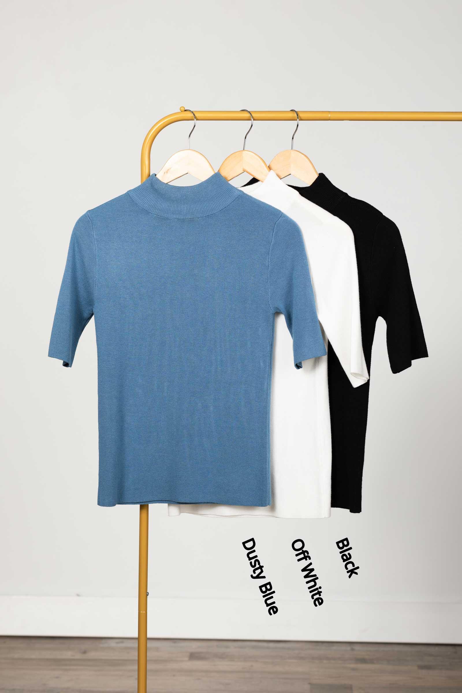 Short Sleeve Mock Neck Knit Top Product Image