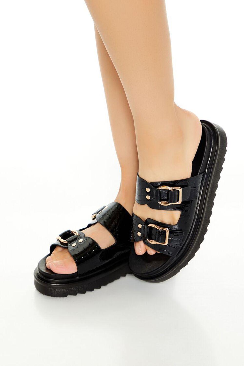 Buckled Dual-Strap Sandals | Forever 21 Product Image