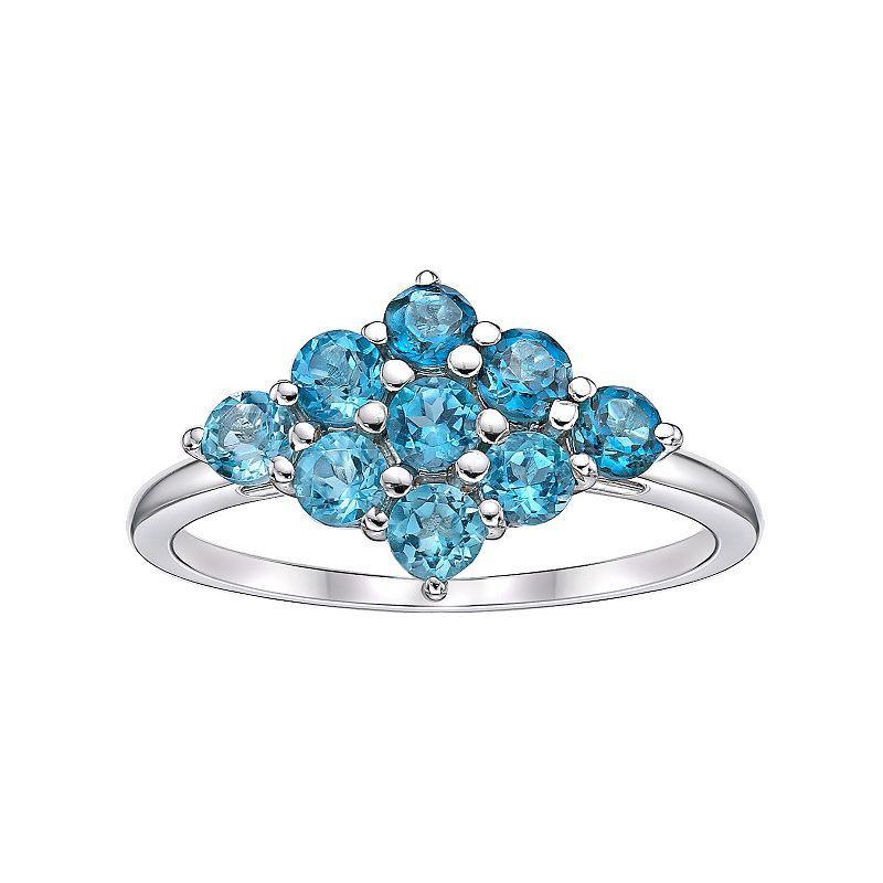 Gemminded Sterling Silver & Diamond-Shaped Cluster Blue Topaz Ring, Womens Product Image