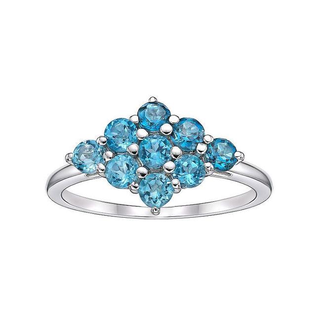 Gemminded Sterling Silver & Diamond-Shaped Cluster Blue Topaz Ring, Womens Product Image