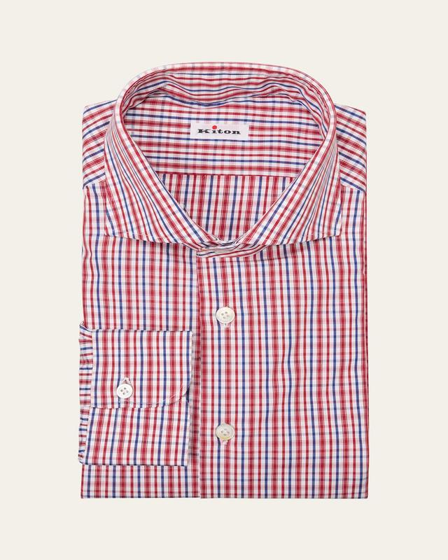 Mens Cotton Plaid Dress Shirt Product Image