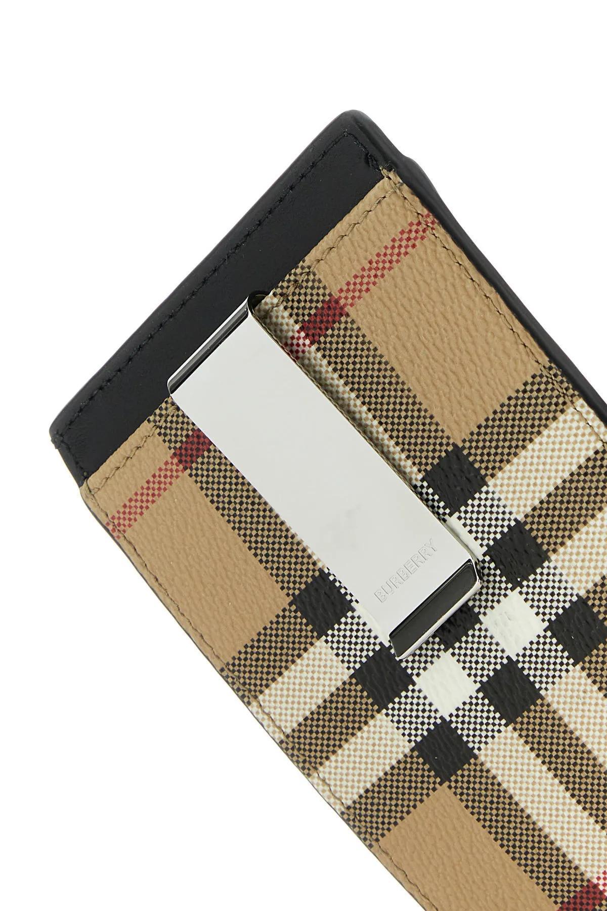 Canvas Cardholder With Checkered Pattern And Contrast Trim In Beige Product Image