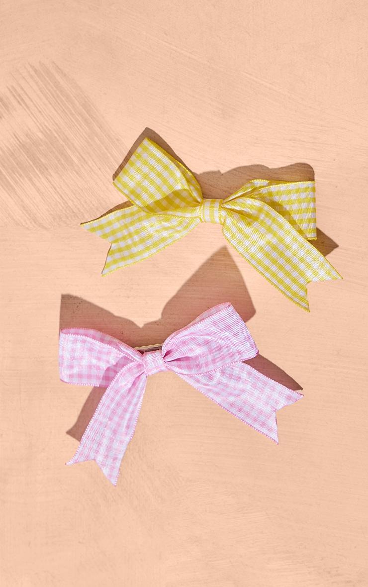 Multi Gingham 2 Pack Bow Hair Clips Product Image