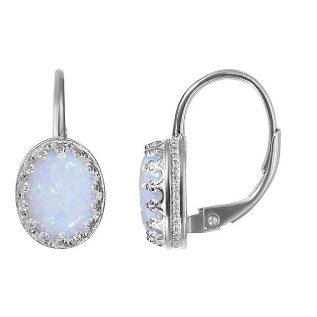 Designs by Gioelli Sterling Silver Gemstone Leverback Earrings, Womens, Cr White Blue Product Image