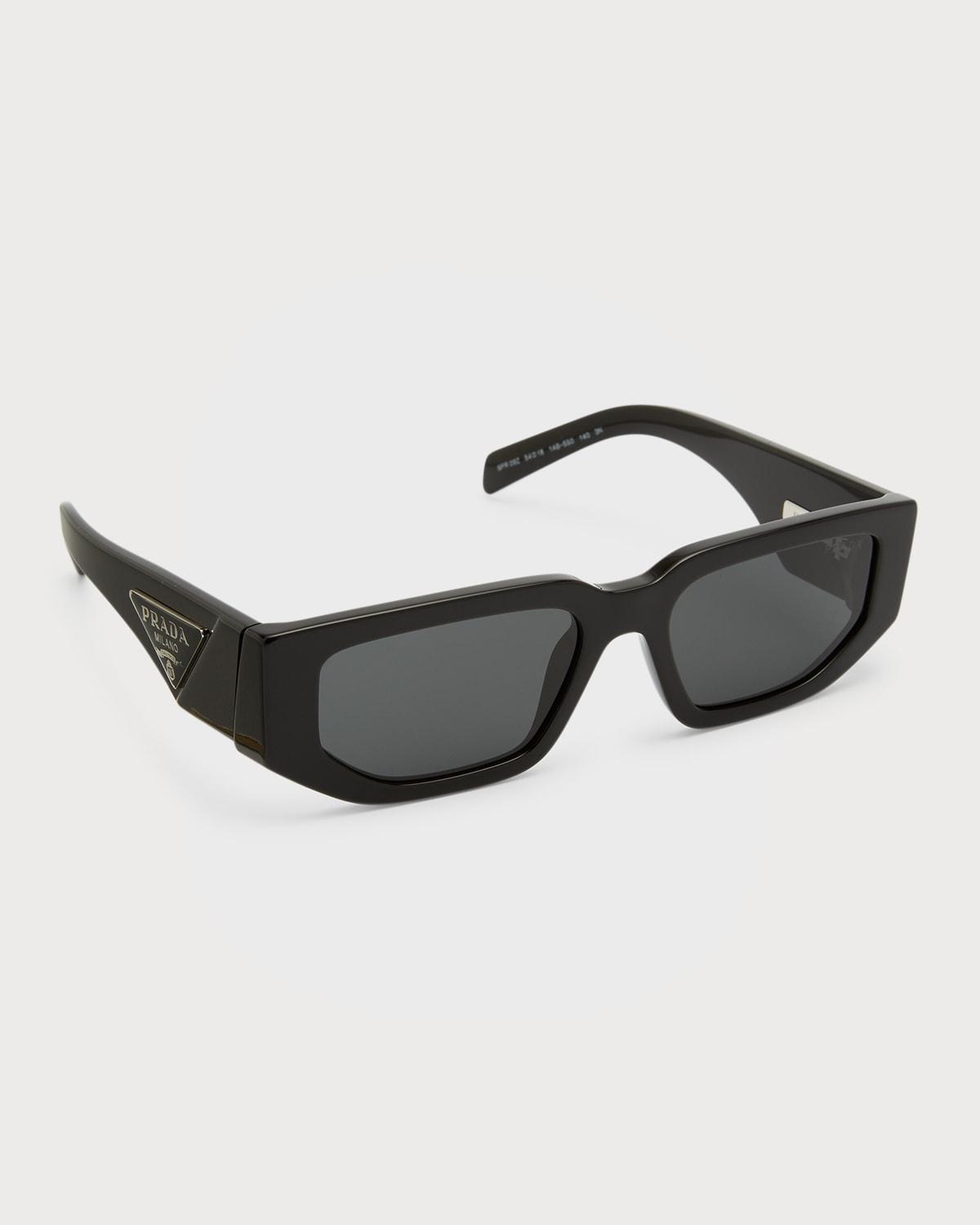 Prada Men's Triangle Logo Bicolor Rectangle Sunglasses - TORTOISE Product Image