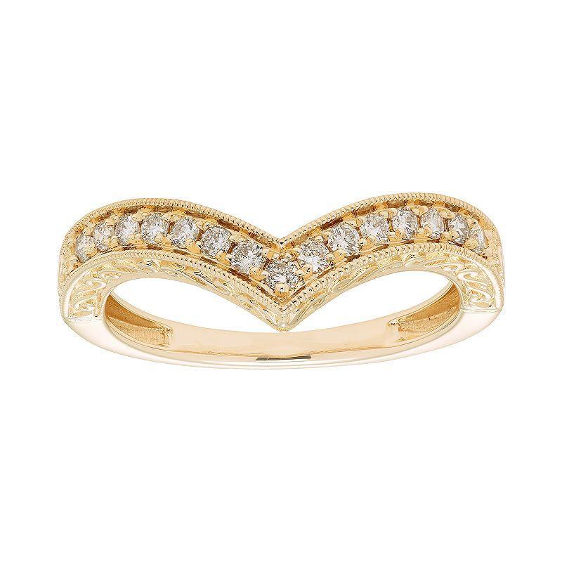 The Regal Collection 14k Gold 1/4 Carat T.W. IGL Certified Diamond Chevron Ring, Womens White Product Image