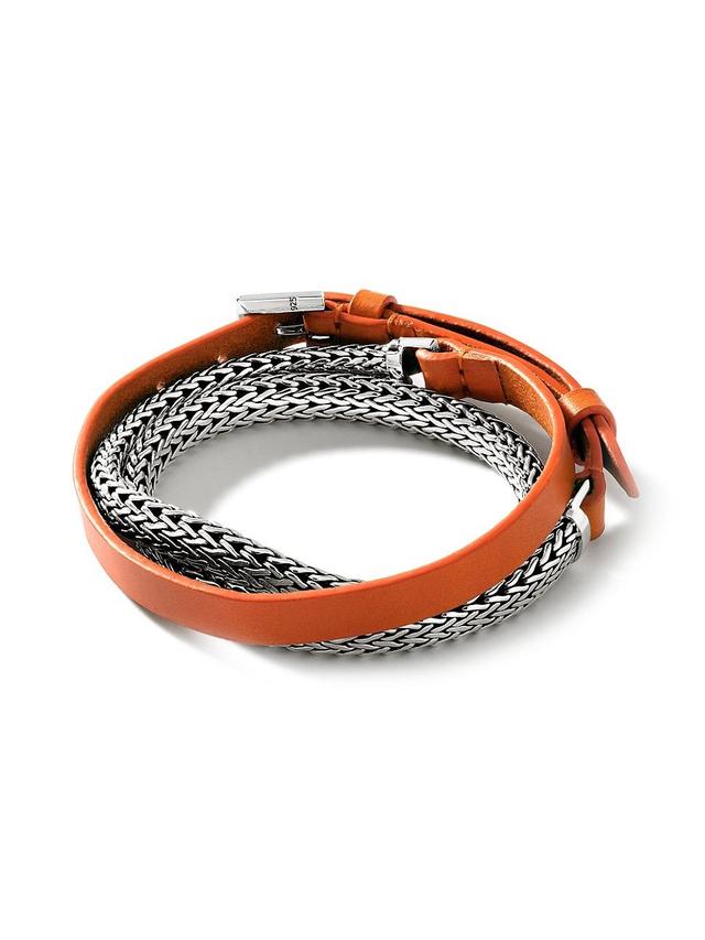 John Hardy Icon Leather & Sterling Silver Wrap Bracelet Product Image