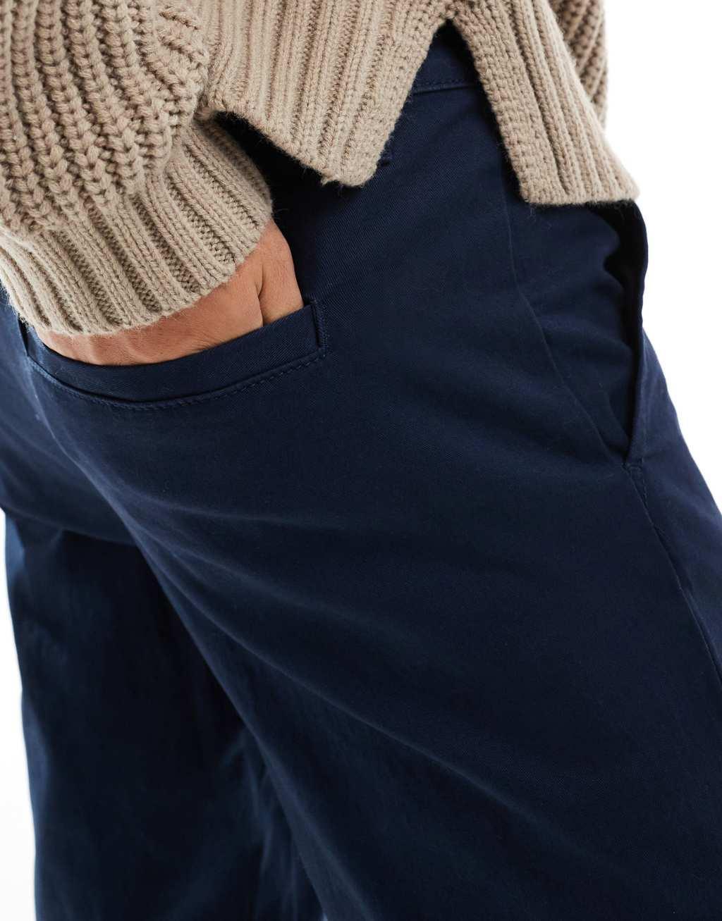 ASOS DESIGN tapered chinos in navy Product Image