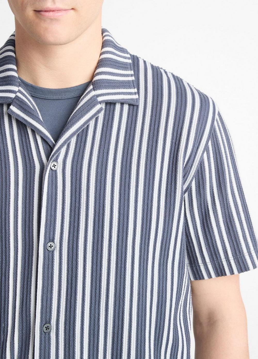 Jacquard-Stripe Cotton-Blend Button-Front Shirt Product Image