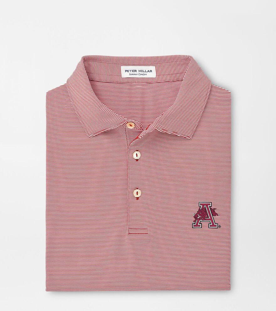 Peter Millar Mens Arkansas Vault Jubilee Stripe Performance Polo | Color: Crimson | Size: 3XL Product Image