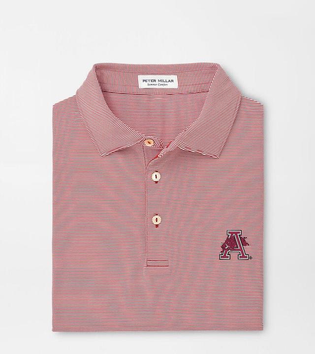 Peter Millar Mens Arkansas Vault Jubilee Stripe Performance Polo | Color: Crimson | Size: 3XL Product Image