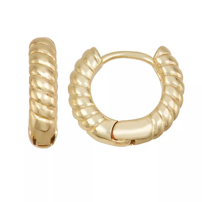 Ella Shea Gold Tone Ribbed Huggie Hoop Earrings, Womens Product Image