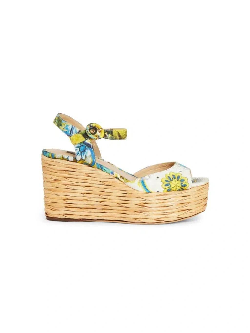 DOLCE & GABBANA Wedge Sandals In White Product Image