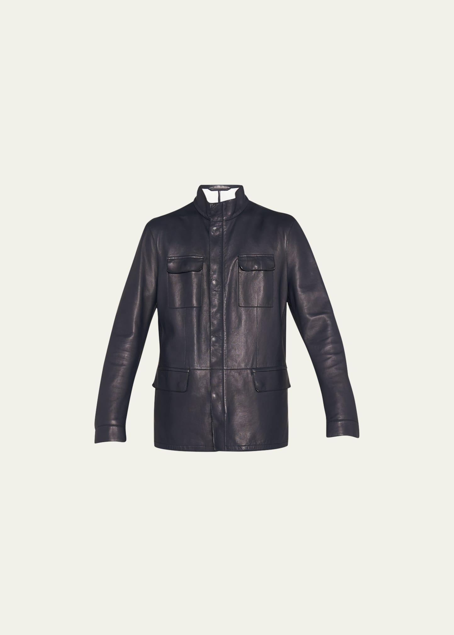 Mens Leather Field Jacket Product Image