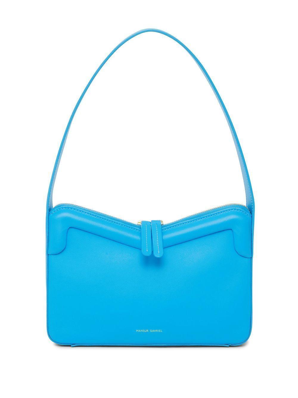 MANSUR GAVRIEL Leather Logo-print Shoulder-bag In Blue Product Image