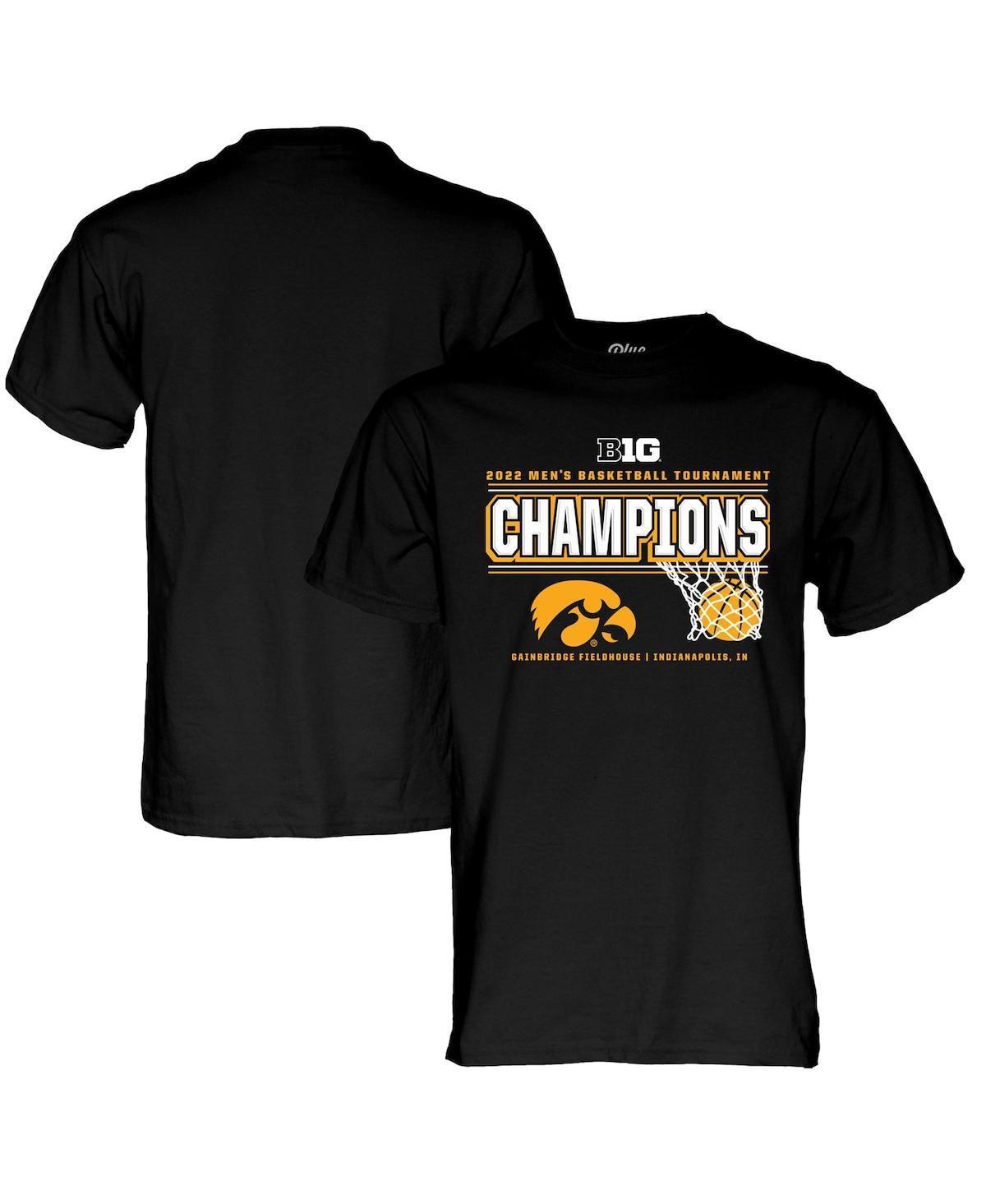 Mens Blue 84 Black Iowa Hawkeyes 2022 Big Ten Mens Basketball Conference Tournament Champions T-shirt Product Image