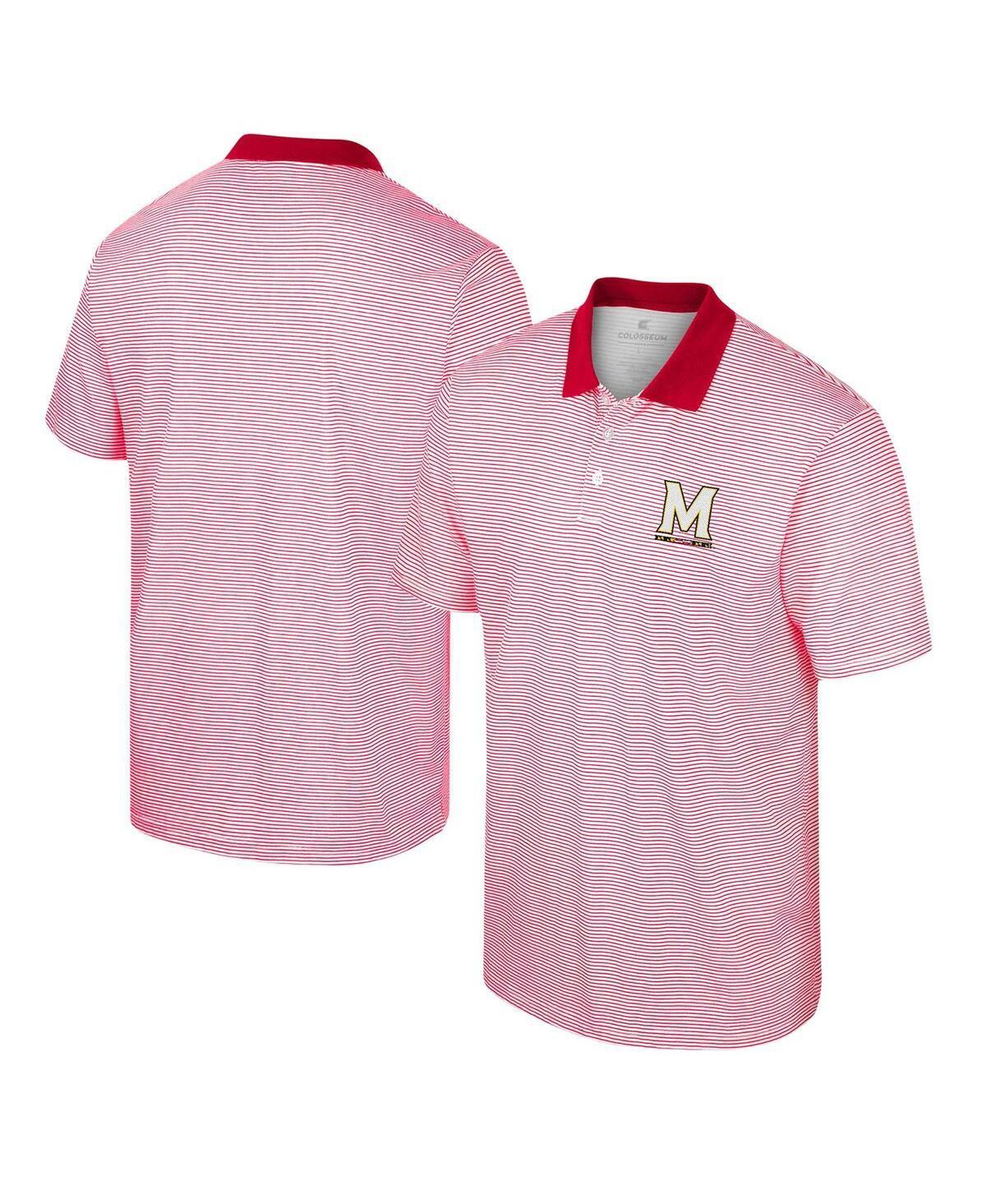 Mens Colosseum White/Red Maryland Terrapins Print Stripe Polo Product Image