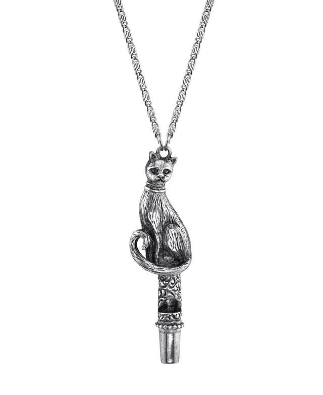 1928 Cat Whistle Pendant Necklace, Womens, Grey Product Image