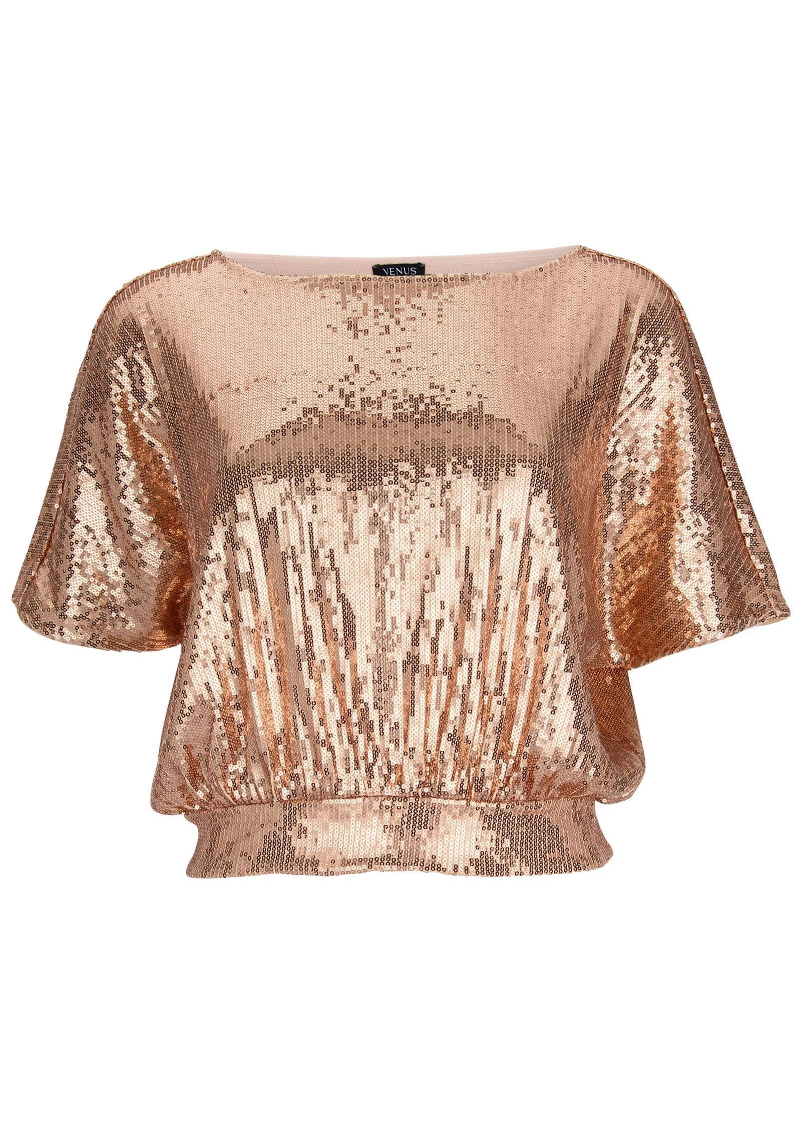 Off-The-Shoulder Sequin Top - Peach Dust Product Image