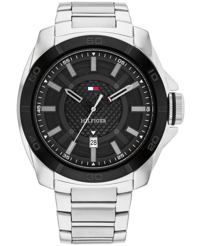 Tommy Hilfiger Mens Quartz Silver Stainless Steel Watch 46mm - BLACK Product Image