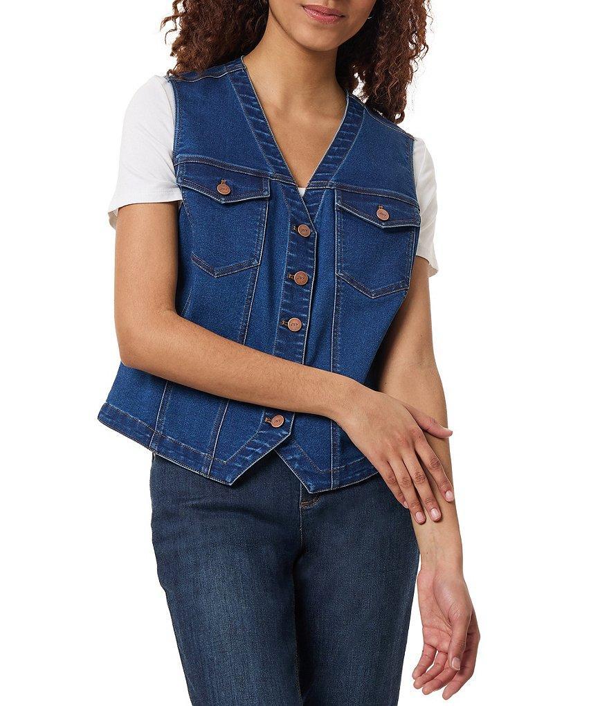 Jones New York Button Front City Denim Vest Product Image