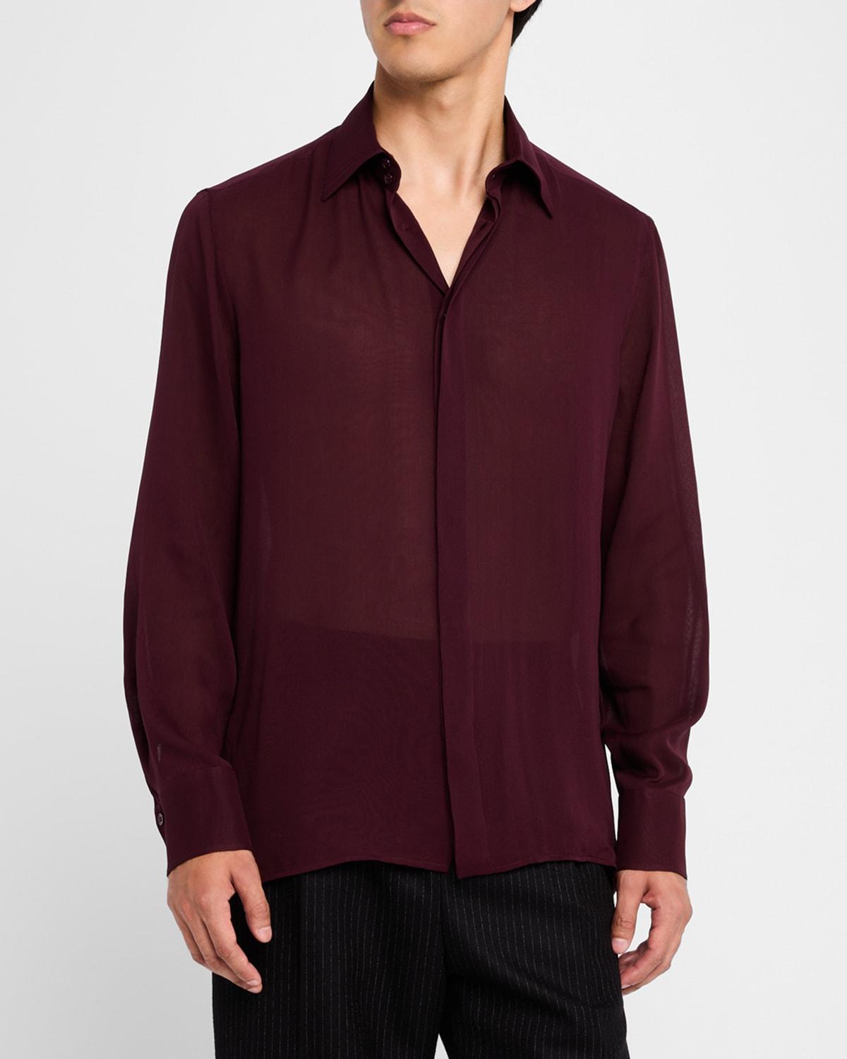 Men's Sheer Crepe Button-Down Shirt Product Image